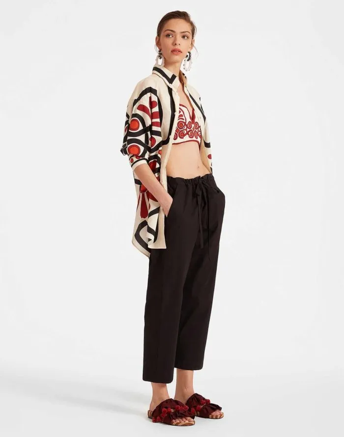Drawstring Pants Solid Black Women La Double J Shorts and Pants