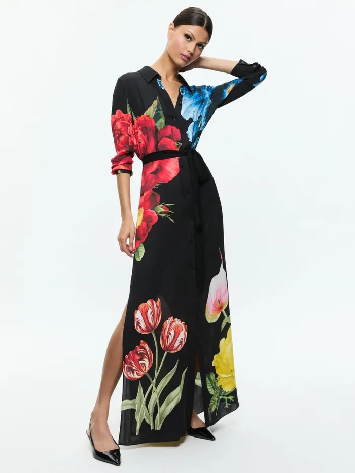 Dresses Women Alice Olivia CHASSIDY MAXI SHIRT DRESS Le Parisien Black