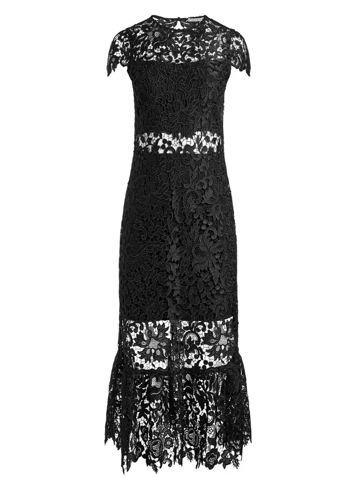 Dresses Women Alice Olivia CLOVER OPEN BACK LACE MIDI DRESS Black