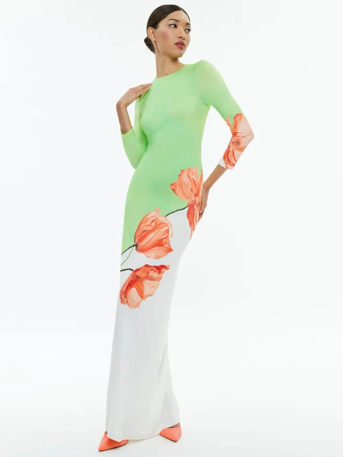 Dresses Women Alice Olivia DELORA OPEN BACK CREW NECK MAXI DRESS Dream Life Sharp Green Dresses Women Alice Olivia DELORA OPEN BACK CREW NECK MAXI DRESS Dream Life Sharp Green