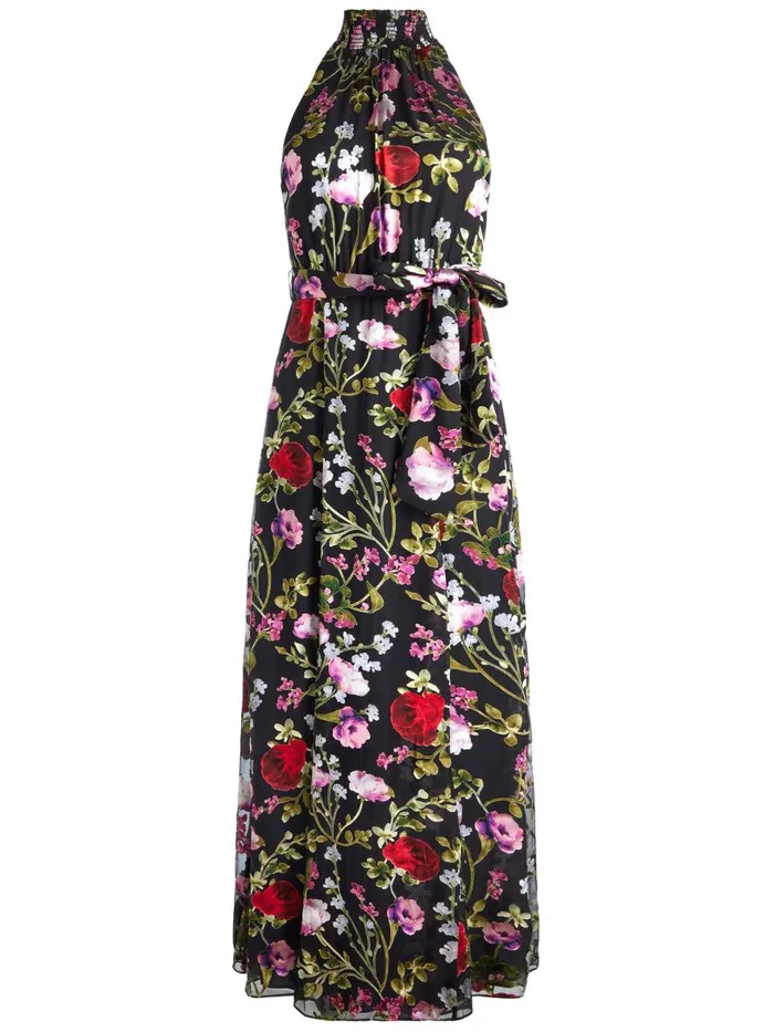 Dresses Women Alice Olivia DITA SMOCKED NECK GODET BURNOUT MAXI DRESS Floral Dreams