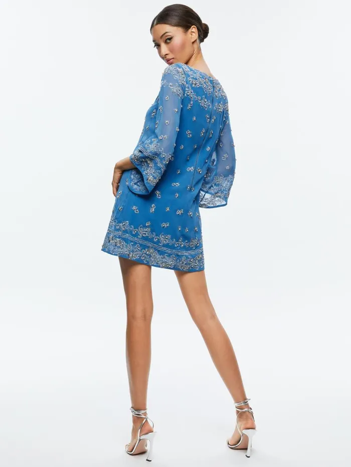 Dresses Women Alice Olivia ELEONORA EMBELLISHED TUNIC DRESS French Blueantique Silver