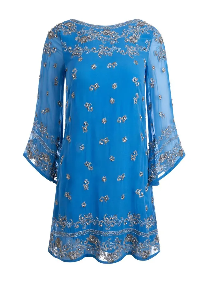 Dresses Women Alice Olivia ELEONORA EMBELLISHED TUNIC DRESS French Blueantique Silver