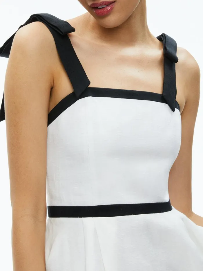 Dresses Women Alice Olivia ELOISA TIE SHOULDER MINI DRESS Off Whiteblack