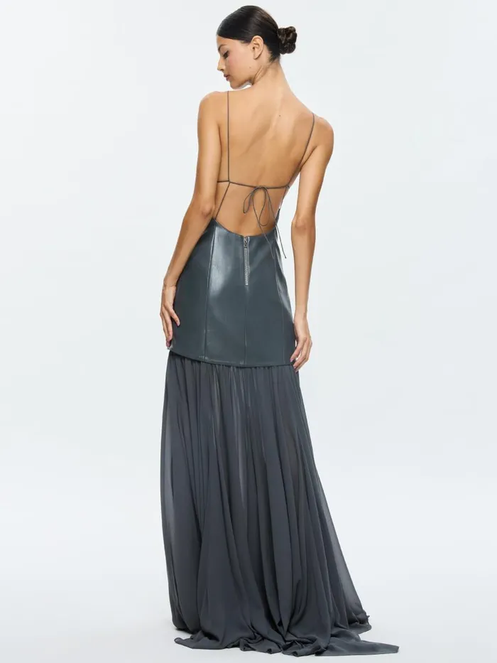 Dresses Women Alice Olivia HIROKO OPEN BACK MAXI DRESS Charcoal