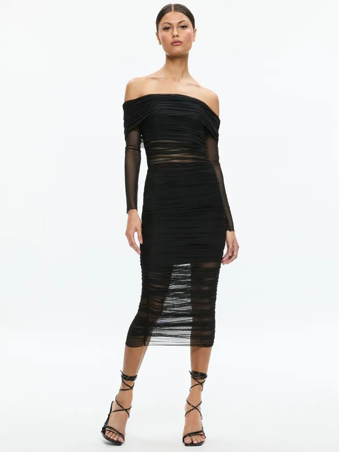 Dresses Women Alice Olivia ISADOLA OFF THE SHOULDER MIDI DRESS Black