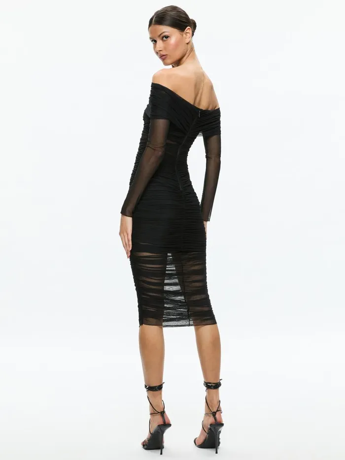 Dresses Women Alice Olivia ISADOLA OFF THE SHOULDER MIDI DRESS Black