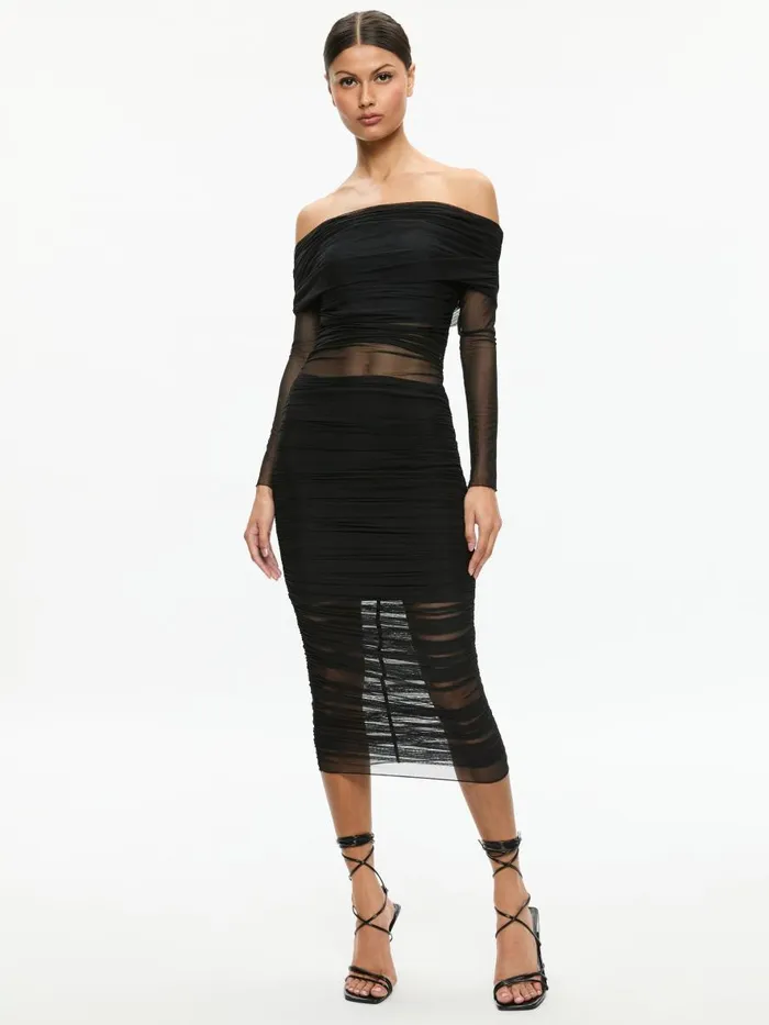 Dresses Women Alice Olivia ISADOLA OFF THE SHOULDER MIDI DRESS Black