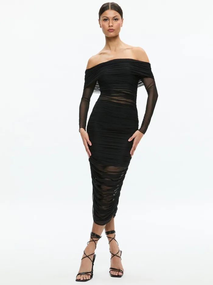 Dresses Women Alice Olivia ISADOLA OFF THE SHOULDER MIDI DRESS Black