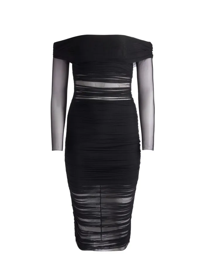 Dresses Women Alice Olivia ISADOLA OFF THE SHOULDER MIDI DRESS Black