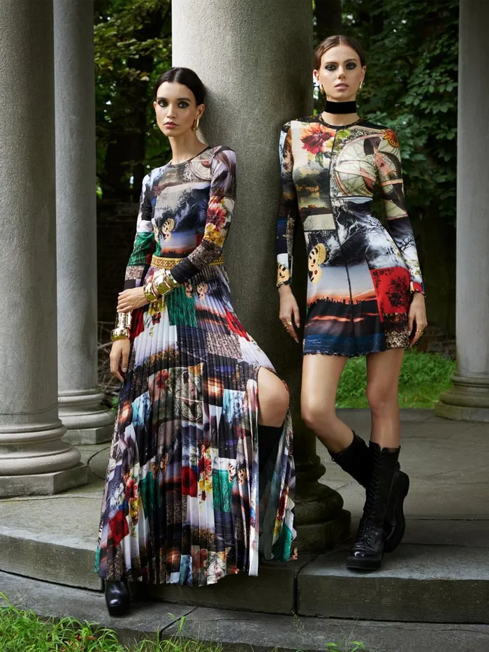 Dresses Women Alice Olivia IVEY LONG SLEEVE FITTED SUNBURST PLEATED MAXI DRESS Eco Fusion