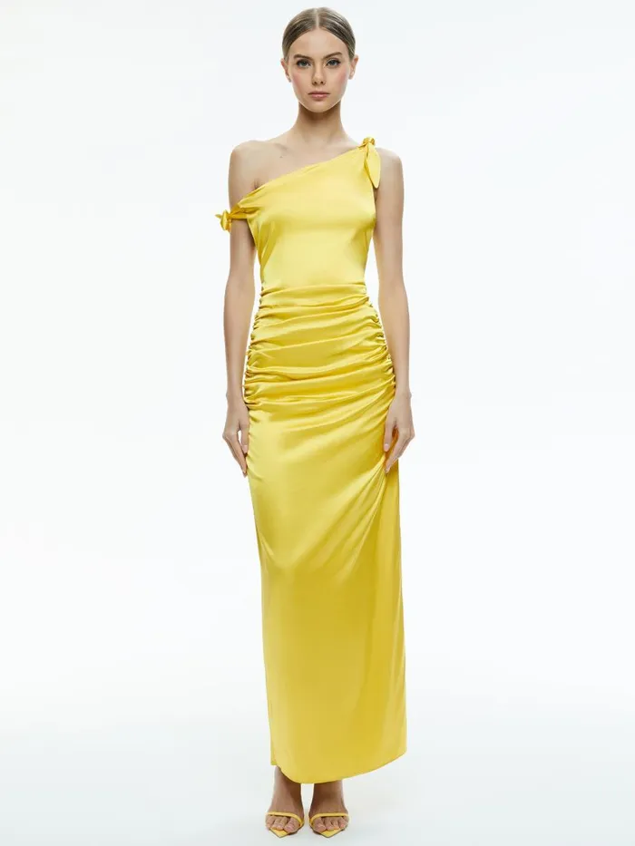Dresses Women Alice Olivia MARILLA OFF THE SHOULDER RUCHED MAXI DRESS Happy Yellow Dresses Women Alice Olivia MARILLA OFF THE SHOULDER RUCHED MAXI DRESS Happy Yellow