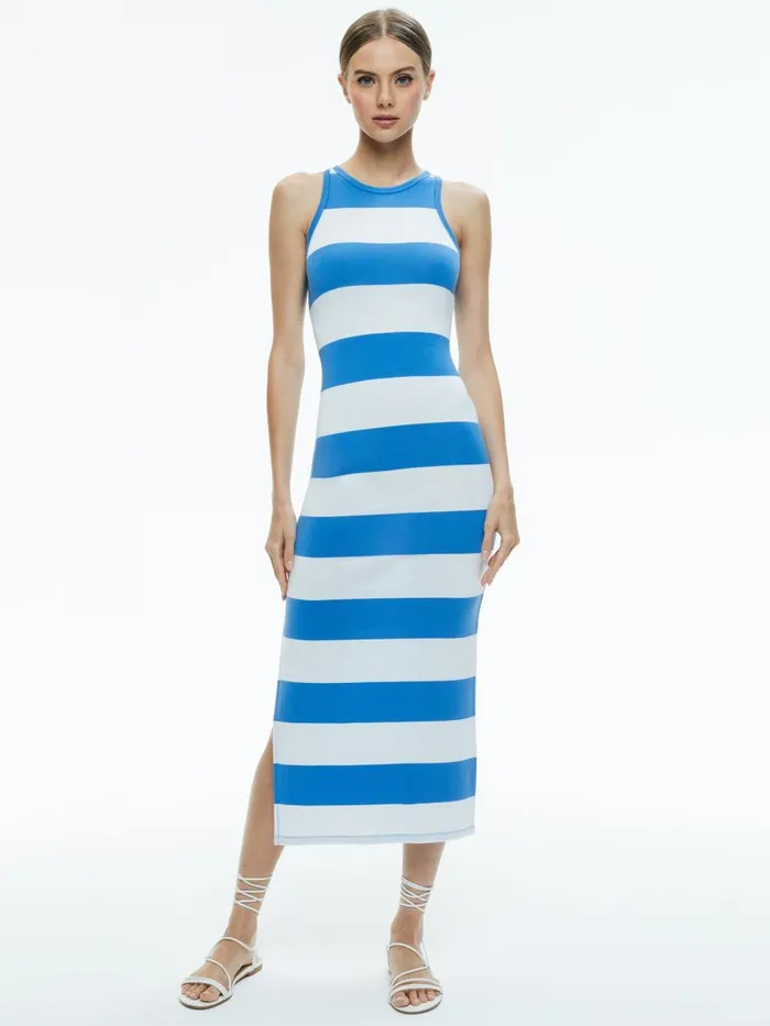 Dresses Women Alice Olivia PANIA RACERBACK SIDE SLIT MIDI DRESS French Blueoff White Dresses Women Alice Olivia PANIA RACERBACK SIDE SLIT MIDI DRESS French Blueoff White