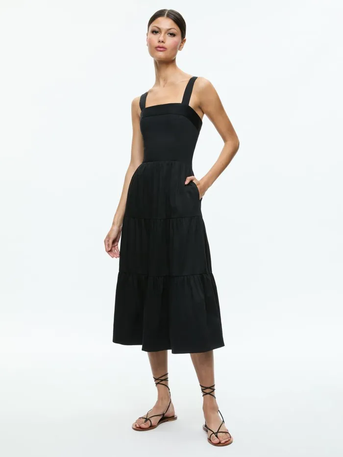Dresses Women Alice Olivia SAIGE MIDI DRESS Black