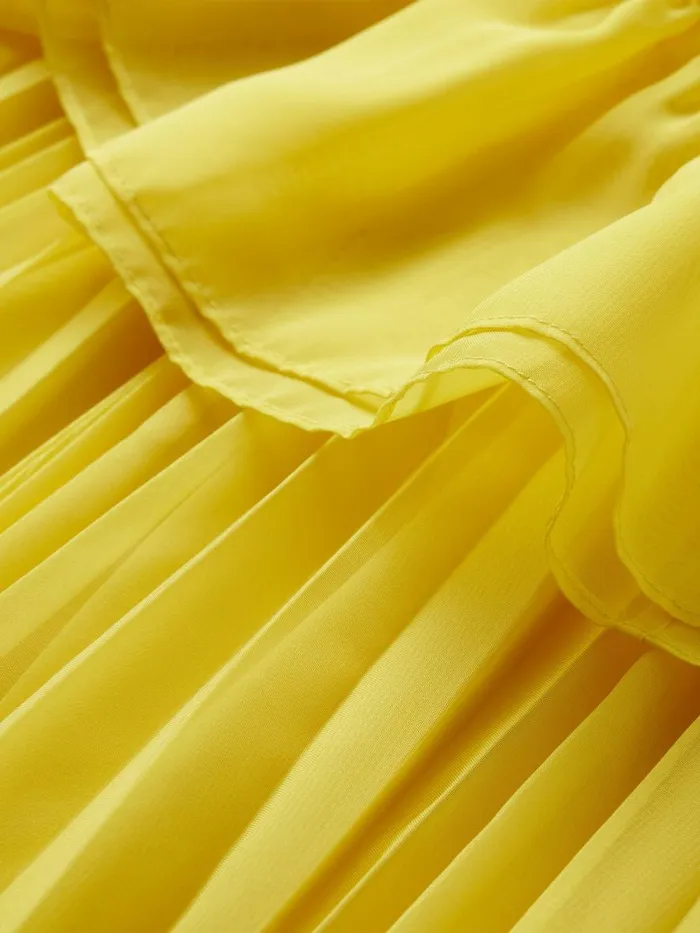 Dresses Women Alice Olivia SELENE DEEP V NECK PLEATED MAXI DRESS Happy Yellow