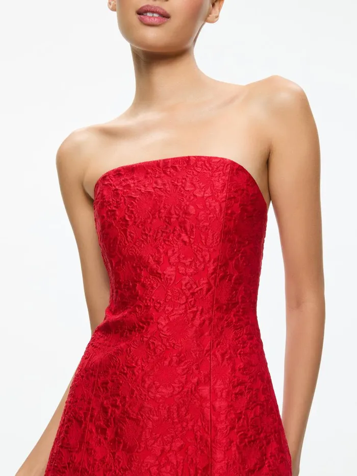 Dresses Women Alice Olivia VELIA STRAPLESS LANTERN MINI DRESS Perfect Ruby