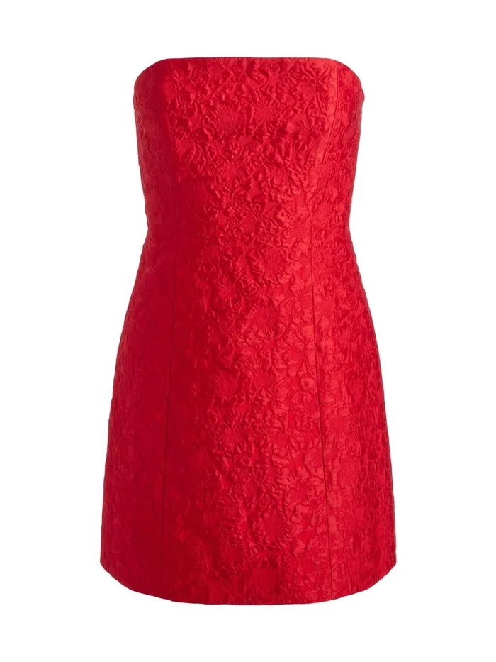 Dresses Women Alice Olivia VELIA STRAPLESS LANTERN MINI DRESS Perfect Ruby