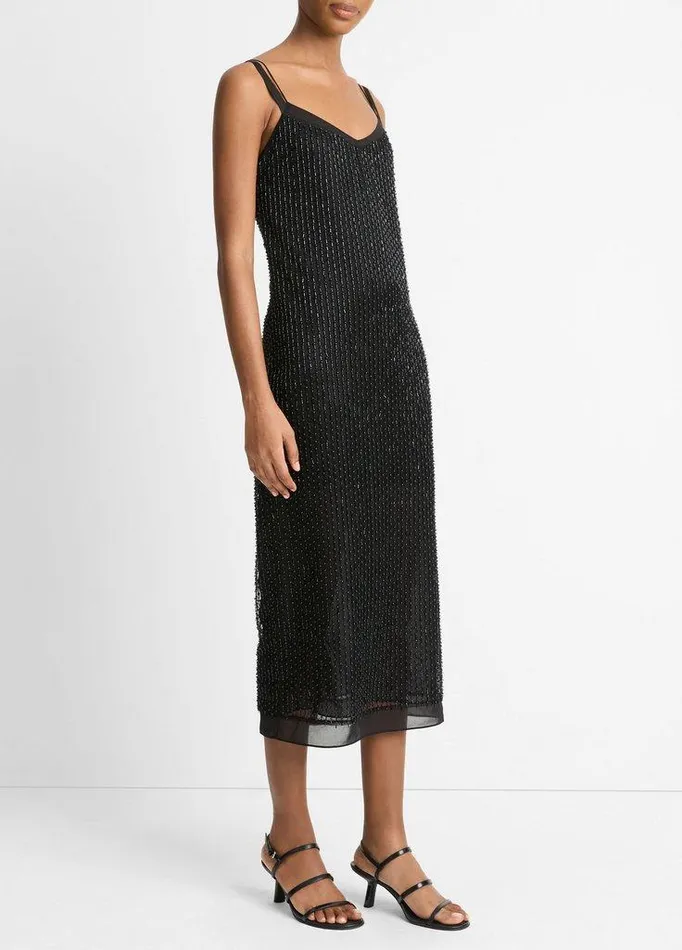 Dresses Women Vince Beaded Slip Dress Black Dresses Women Vince Beaded Slip Dress Black