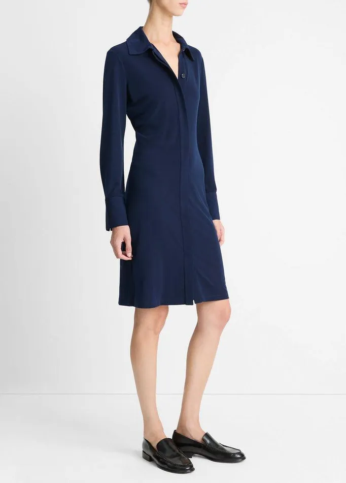 Dresses Women Vince LongSleeve Polo Dress Navy Dresses Women Vince LongSleeve Polo Dress Navy