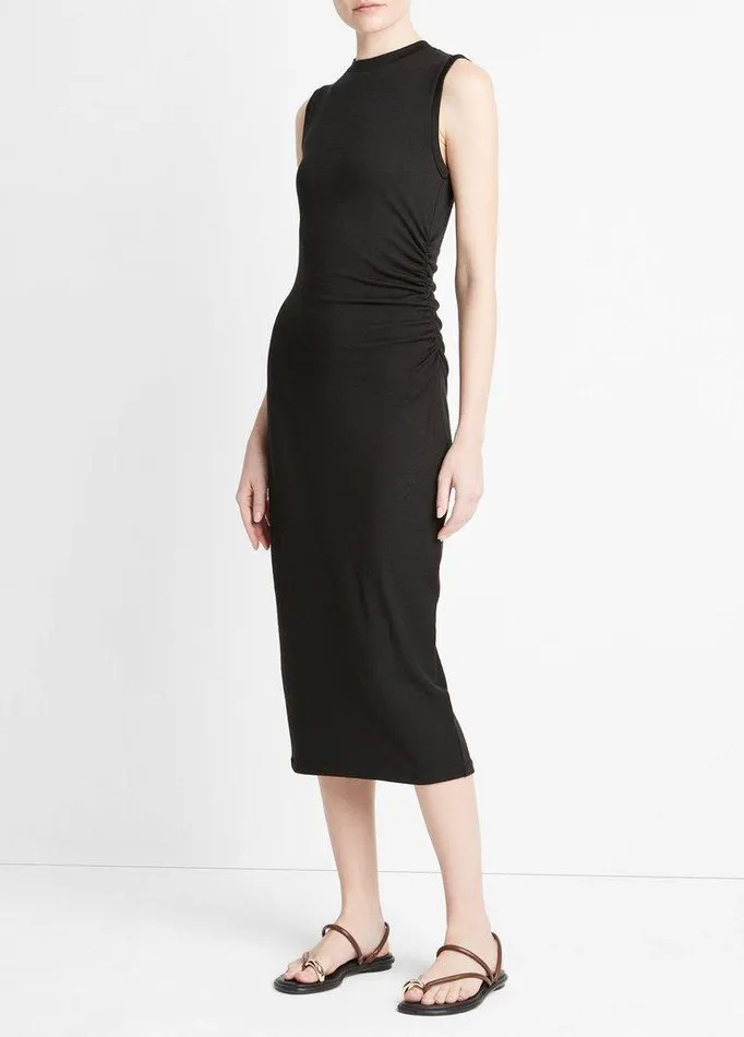 Dresses Women Vince Sleeveless GatheredWaist Dress Black Dresses Women Vince Sleeveless GatheredWaist Dress Black