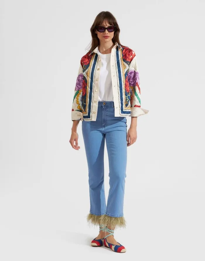 Edie Jacket Place Taormina Place Ivory Women La Double J Outerwear Edie Jacket Place Taormina Place Ivory Women La Double J Outerwear