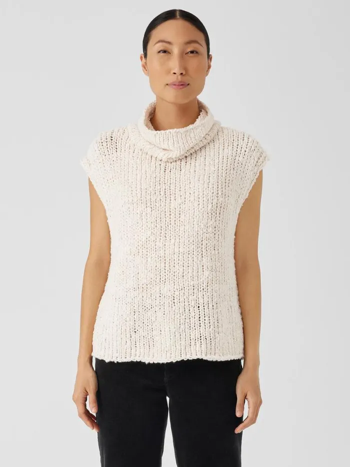 Eileen Fisher Extended Sizing 1X3X Peruvian Organic Cotton Lofty Slub Turtleneck Top Ecru 8211 Shop