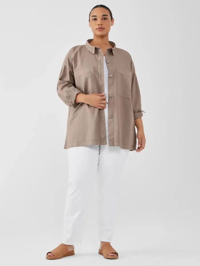 Eileen Fisher Petite Cotton Hemp Stretch Shirt Jacket Briar 8211 Shop