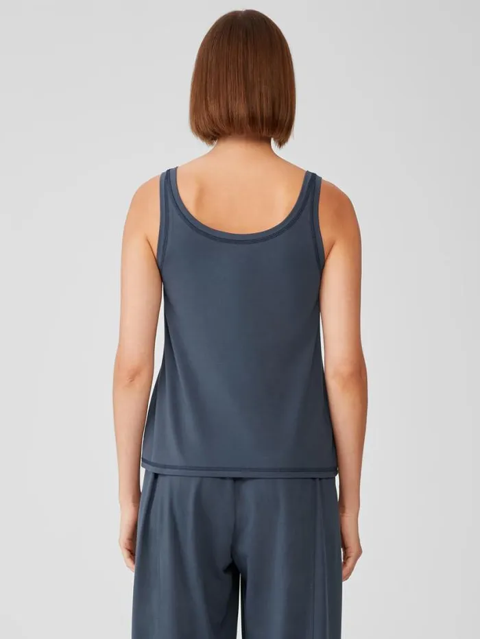 Eileen Fisher Tanks and Camis Traceable Cotton Jersey Scoop Neck Tank Ocean 8211 Shop
