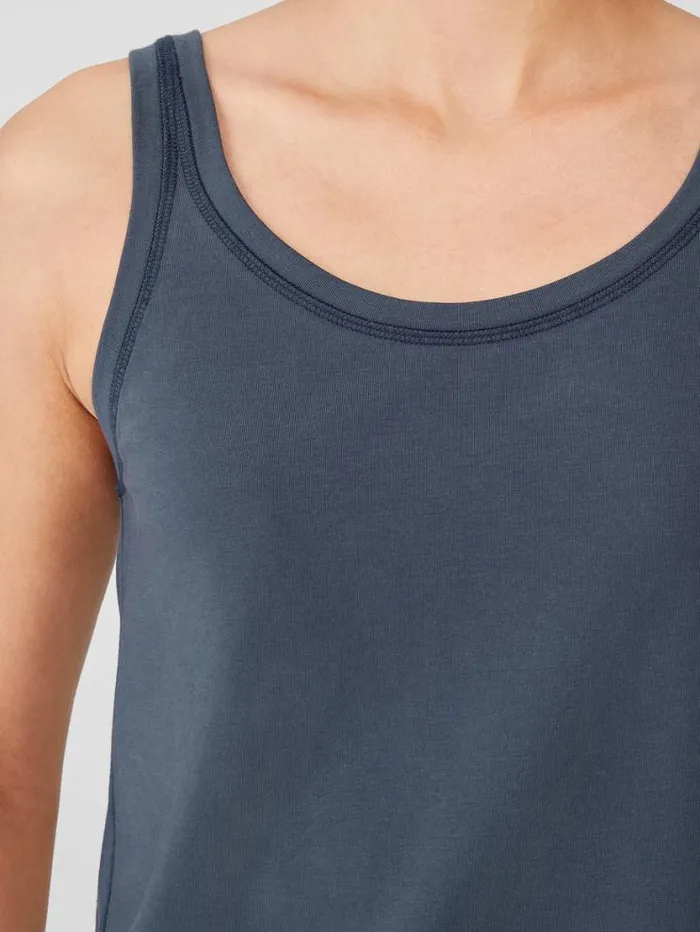 Eileen Fisher Tanks and Camis Traceable Cotton Jersey Scoop Neck Tank Ocean 8211 Shop