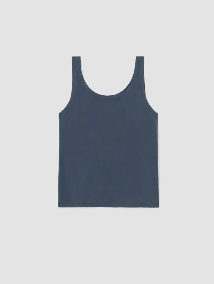 Eileen Fisher Tanks and Camis Traceable Cotton Jersey Scoop Neck Tank Ocean 8211 Shop