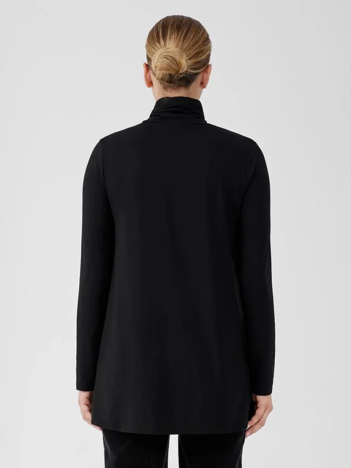 Eileen Fisher Tops and Tees Fine Jersey Scrunch Neck Long Top Black 8211 Shop