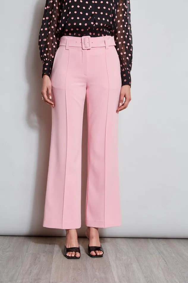 Elie Tahari Belted Crepe Pant Tailor Pink Women Bottoms