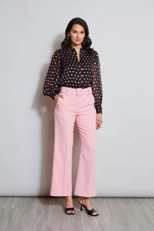 Elie Tahari Belted Crepe Pant Tailor Pink Women Bottoms