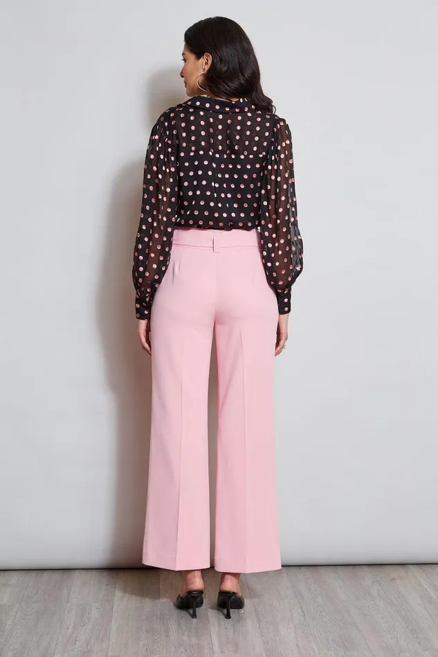 Elie Tahari Belted Crepe Pant Tailor Pink Women Bottoms