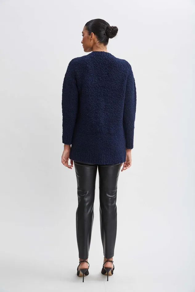 Elie Tahari Boucle Merino Cardigan Midnight Women Tops