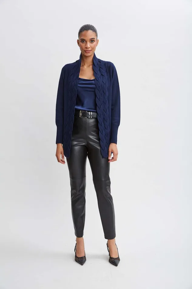Elie Tahari Cable Cardigan Galaxy Navy Women Tops
