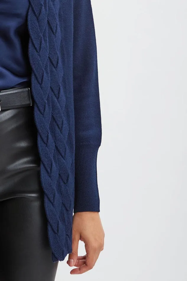 Elie Tahari Cable Cardigan Galaxy Navy Women Tops