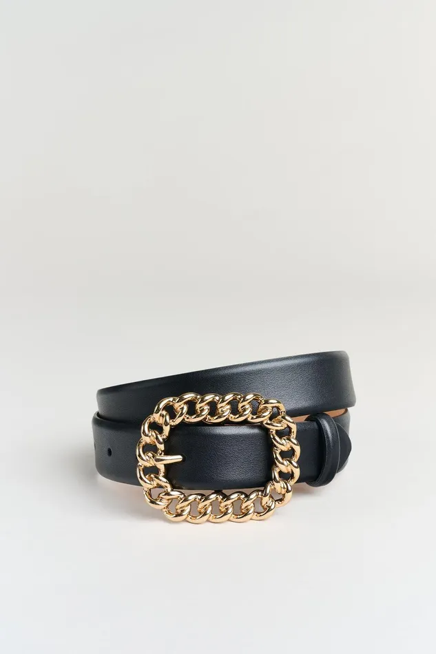 Elie Tahari Chain Buckle Belt Blackgold Women Belts