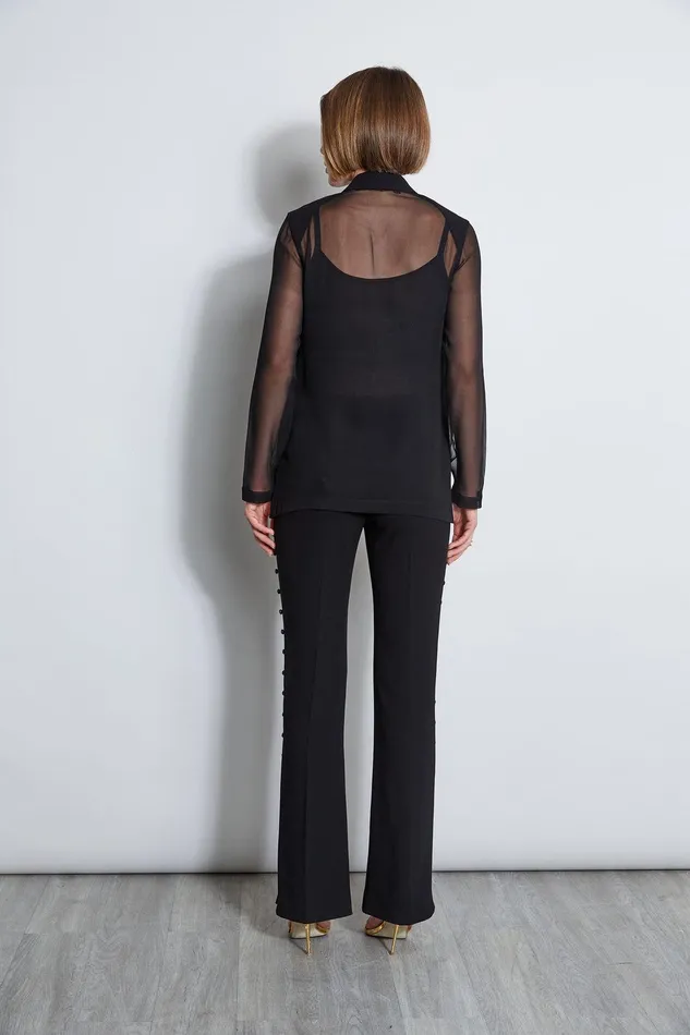 Elie Tahari Chiffon Combo Crepe Blazer Black Women Jackets and Blazers