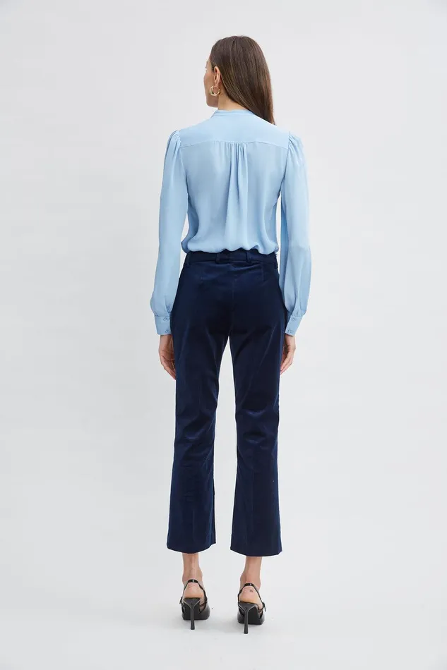 Elie Tahari Cotton Velvet Flare Pant Midnight Women Suiting