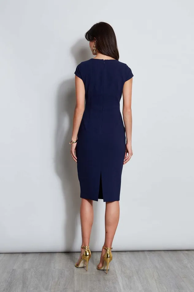 Elie Tahari Crepe Keyhole Dart Dress Galaxy Navy Women Dresses and Jumpsuits