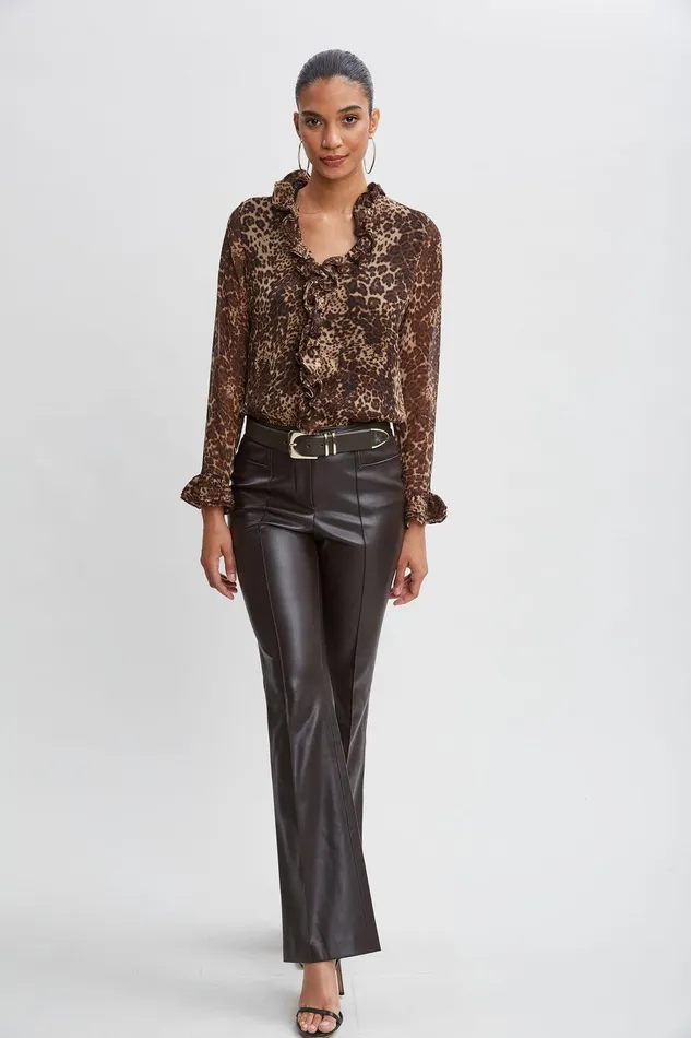Elie Tahari Crinkle Chiffon Safari Blouson Shirt Multi Women Tops