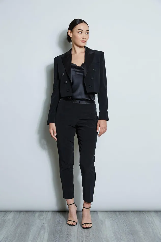Elie Tahari Cropped Tuxedo Jacket Black Women Jackets and Blazers