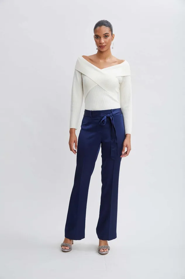 Elie Tahari Cross Shoulder Cashmere Merino Sweater Snow Women Tops