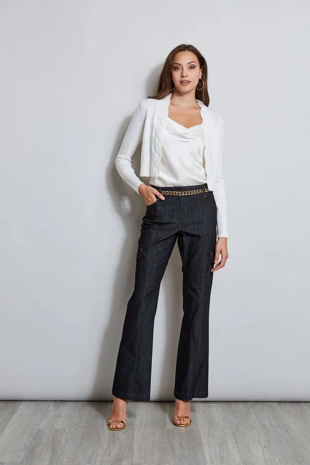 Elie Tahari Denim Cargo Pant Indigo Women Bottoms
