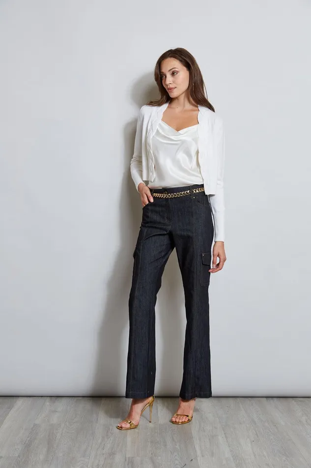 Elie Tahari Denim Cargo Pant Indigo Women Bottoms