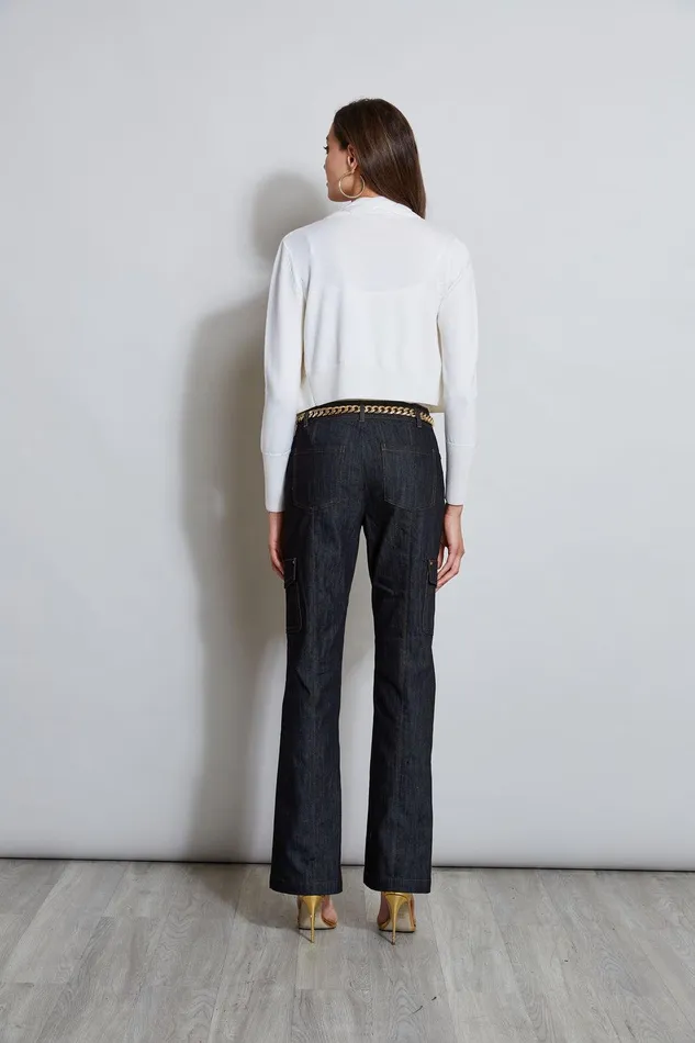 Elie Tahari Denim Cargo Pant Indigo Women Bottoms