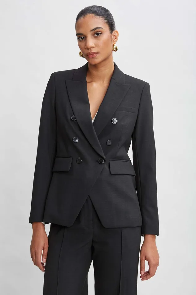 Elie Tahari Double Breasted Blazer Black Women Jackets and Blazers
