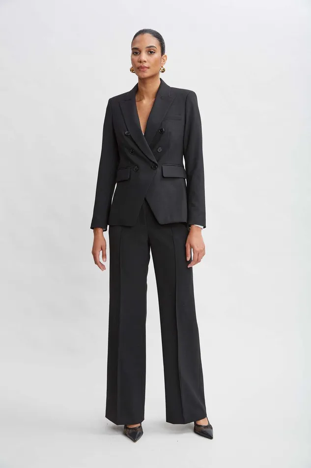 Elie Tahari Double Breasted Blazer Black Women Jackets and Blazers