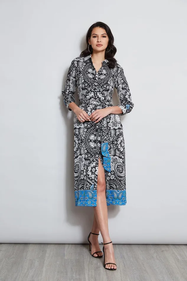 Elie Tahari Eclipse Scarf Print Shirt Dress Eclipse Floral Print Women Dresses and Jumpsuits
